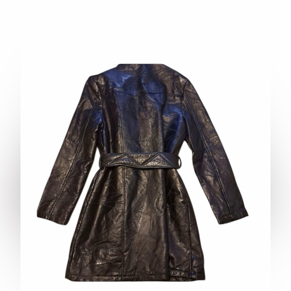 Leworld Fine Leather Textured Patchwork Belted Tr… - image 7